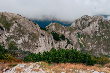 Gray cliffs in the clouds