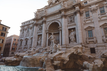 Fototapeta na wymiar Panoramic view of Trevi Fountain in the Trevi district in Rome