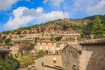 view over Deia town at the west coast of Mallorca, Spain