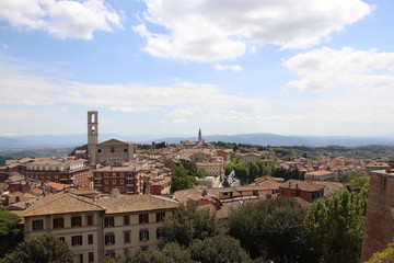 Fototapeta na wymiar view of town from above Perugia Italy