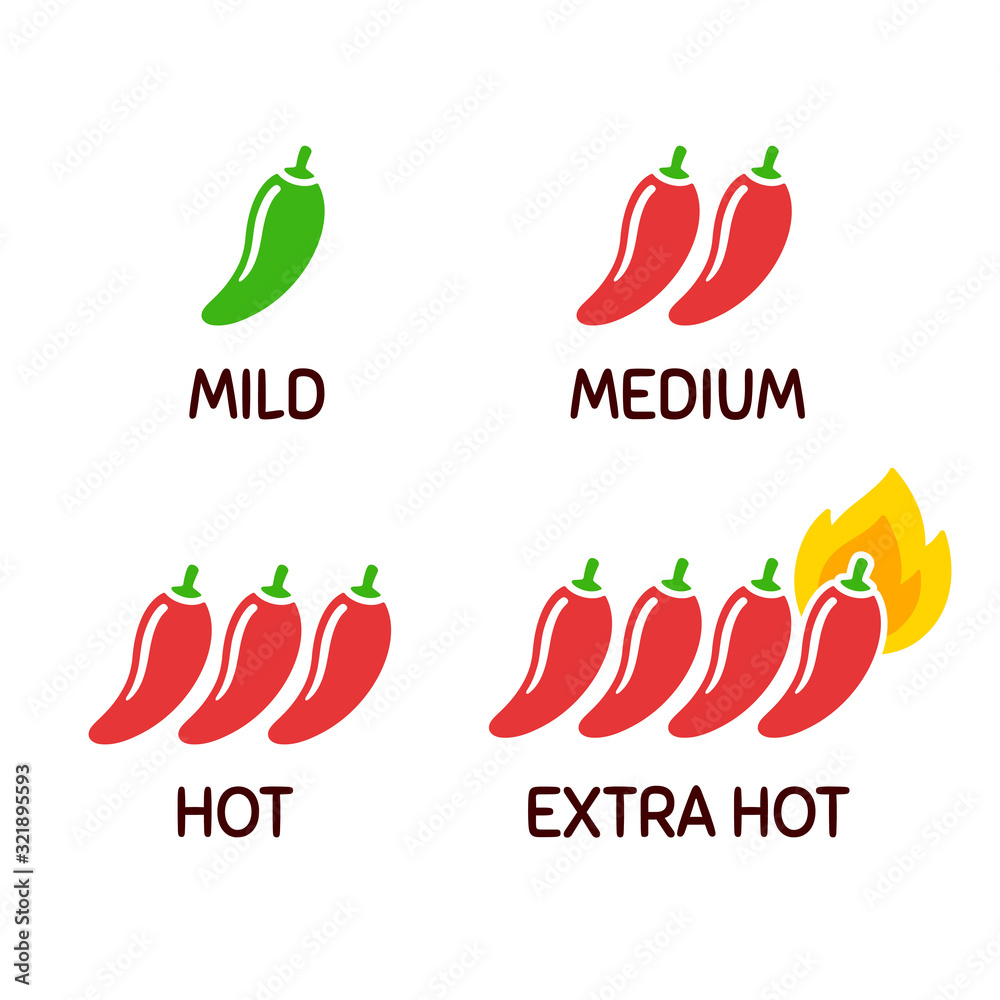 Wall mural chili peppers icon set