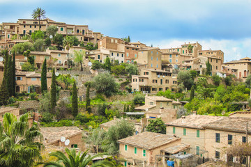 view over Deia town at the west coast of Mallorca, Spain