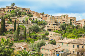 Naklejka premium view over Deia town at the west coast of Mallorca, Spain