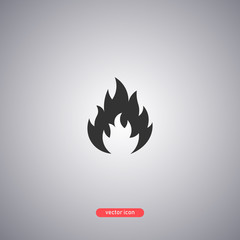 Fire icon isolated on gray background. Modern flat style.