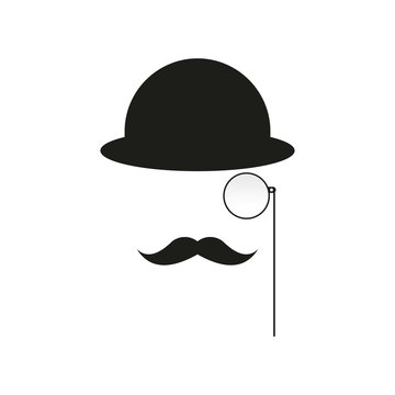 Mustache and Glasses with hat icon . detective symbol vector Illustration