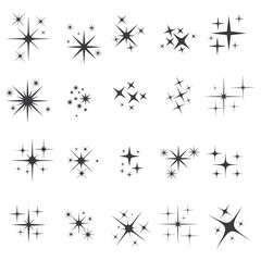 Star icons. Twinkling stars. Sparkles, shining burst. vector Illustration