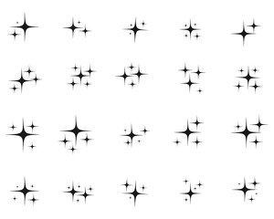 Vector set of different star sparkle icon. Collection of star sparkles symbol, decoration twinkle,  Vector Illustration