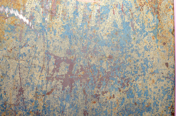 old rusty metal painted blue