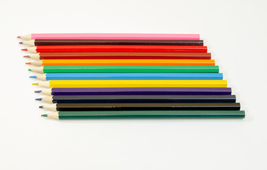Fototapeta premium set of colored pencils on a white background 
