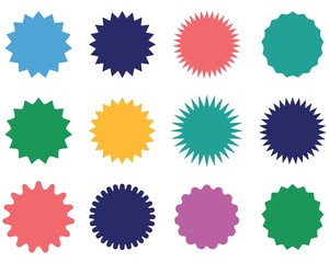 Set of starburst badges icon. Sunburst stickers for price, promo, quality  mark, sale tags. price tag, on white background, vector Illustration