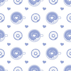 Vector seamless pattern Valentine's Day Cup Heart