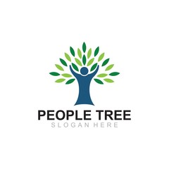 Obraz premium people tree logo design template