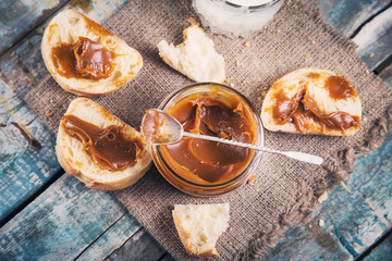 chocolate paste with fresh bread