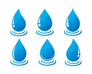 water drop icon set, on white background, vector Illustration