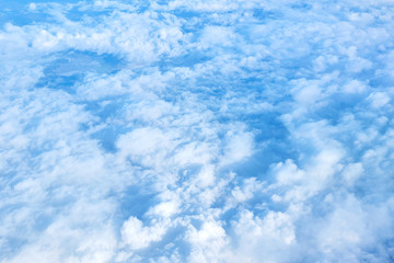 View over the clouds and blue sky.