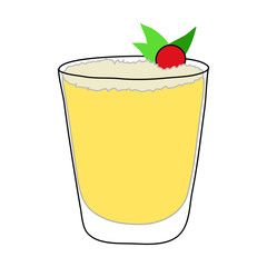 Mai tai cocktail. The hand drawn style.