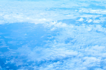 View over the clouds. Blue sky and clouds.