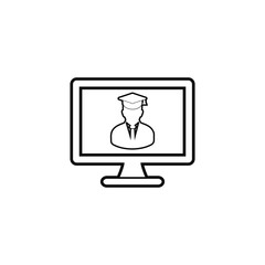 E- Learning line icon. Flat style vector.