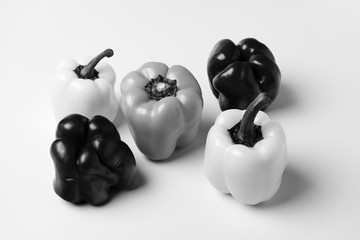 Monochrome bell peppers and there are four of them