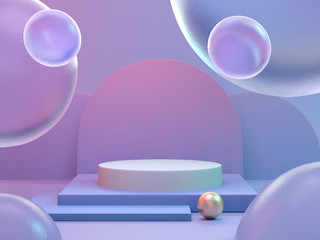3d render Colorful gradient podium 3d background for Product display.