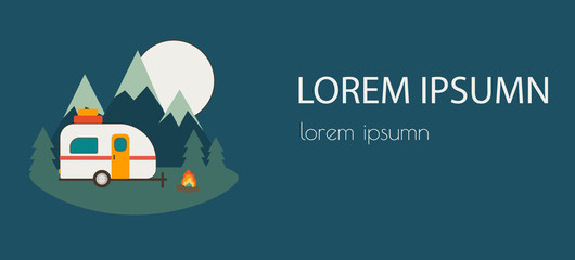 Camper Trailer in Night time Banner