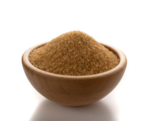 Raw Brown Cane Sugar Isolated on White Background