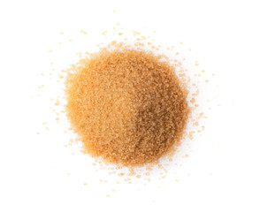 Raw Brown Cane Sugar Isolated on White Background