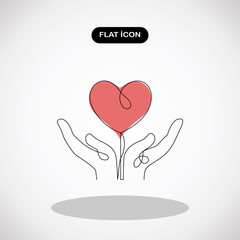 Heart in hand-continuous line drawing