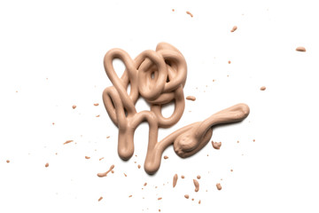 Smear of cosmetic cream isolated on white background. Makeup cosmetic texture close up