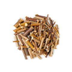 Pile of dry willow branches, bough and twigs of deciduous trees