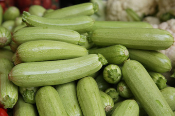fresh organic zucchini on the market