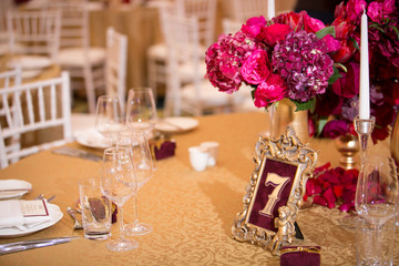 Table set for an event party or wedding reception