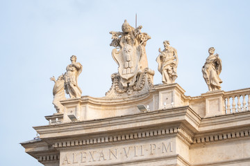 Detail from buildings in Piazza San Pietro, St Peter's Square in Vatican