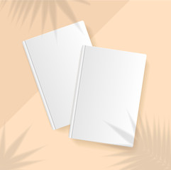 Shadow Plant Overlay Palm Leaf Effect Realistic Detailed 3d Book Cover Template Set. Vector
