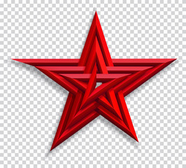 Red spiral star on a transparent background