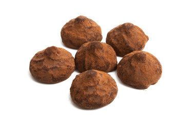 chocolate truffles isolated