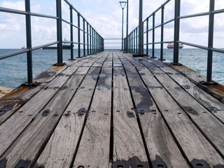 Empty wooden sea pier 