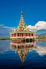 Padogas of Buddhist monastery, Inle lake, Shan state of Myanmar former Burma