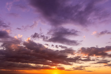Fototapeta na wymiar Cloud Formation on Dramatic Sunset Sky Background