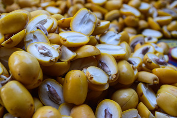 Fruit dates sweet food close up in market nutrition energy source healthy 