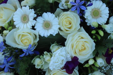 White and blue bridal flowers
