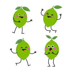 Funny cute lime character vector isolated.