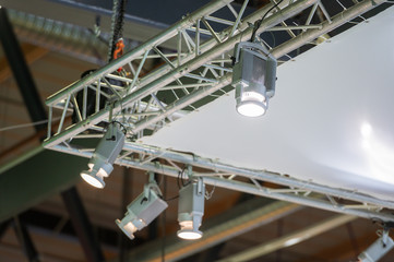 Bright lights in an exhibition hall at en event