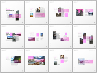 Minimal brochure templates with pink color rectangles, rectangular shapes. Covers design templates for square flyer, leaflet, brochure, report, presentation, blog, advertising, magazine for blogging.