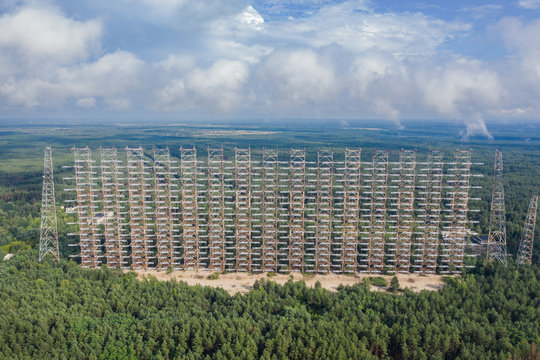 Duga Radar Station Russian Woodpecker, Chernobyl-2 : bird's eye view or drone view
