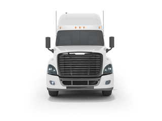 3d rendering of white truck for cargo transportation front view on white background with shadow