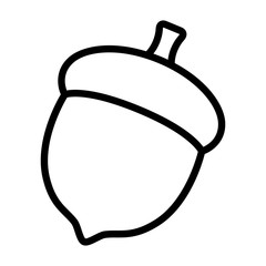 Acorn or oaknut seed line art vector icon for nature apps and websites