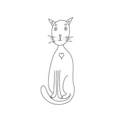Funny cat. Hand drawn illustration.