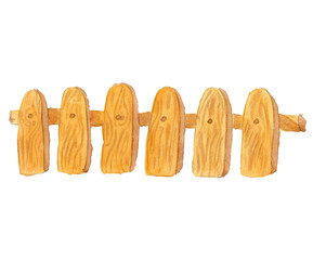 watercolor illustration of a wooden fence