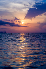 Amazing sea sunset, the sun, waves, clouds